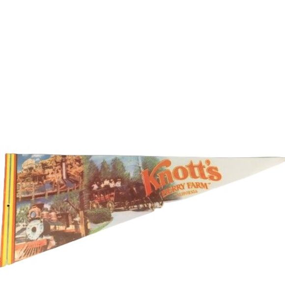 Vtg 1960's KNOTTS BERRY FARM 30" Felt Pennant Flag Stagecoach Train California - Picture 1 of 8